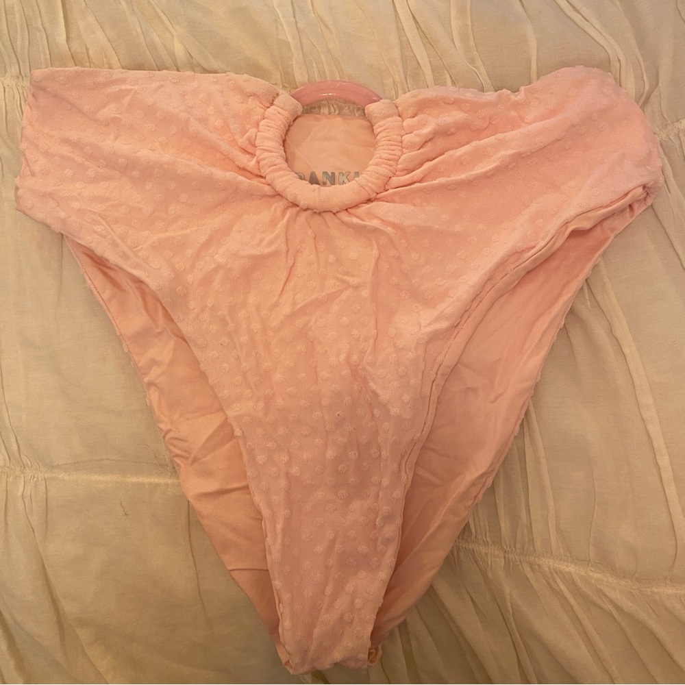 Frankie’s Bikinis Pink Polka dot swim bottoms